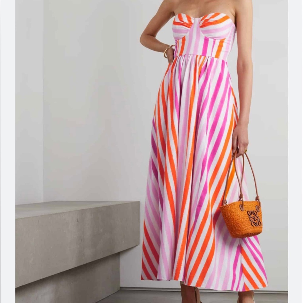 Emporio Sirenuse Johanna Strapless Striped Maxi Dress